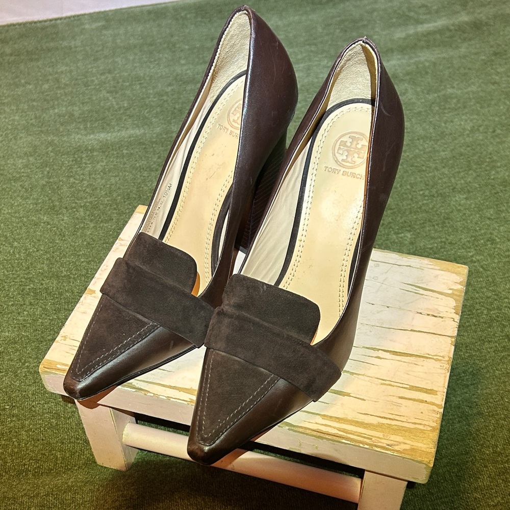 Tory Burch Dark Brown Leather Heels